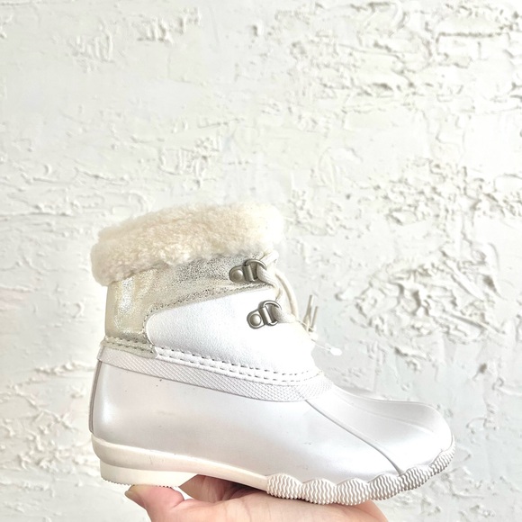 Sperry White Rain & Snow Boots Waterproof Duck Design - Picture 3 of 6